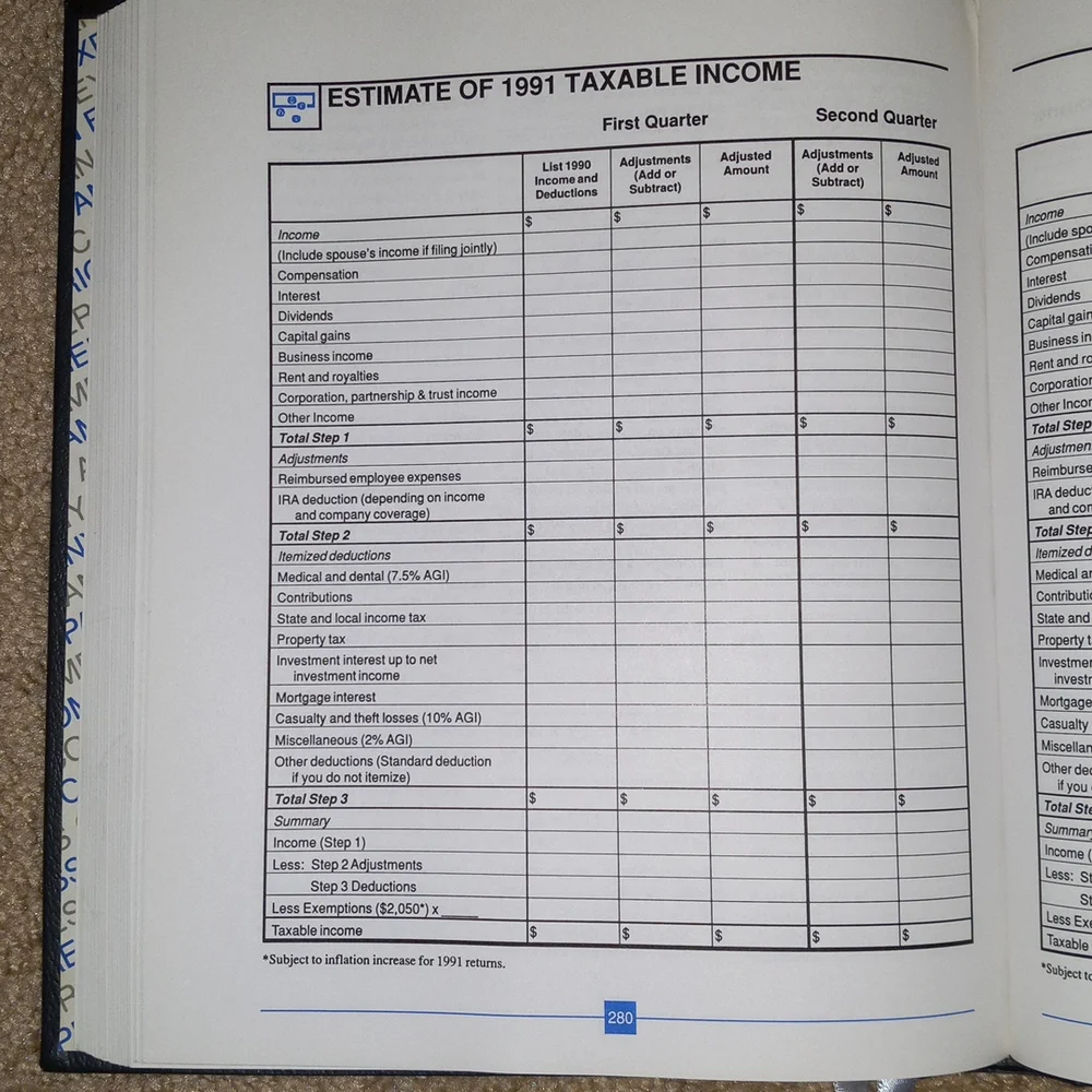 1991 Tax Guide and Financial Organizer